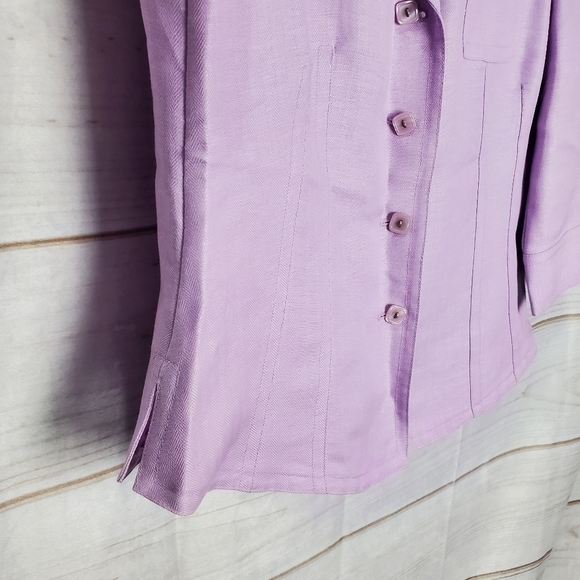 Emma James Linen Blend Pastel Purple Button Down Collar Blouse Size 12 - Picture 3 of 9